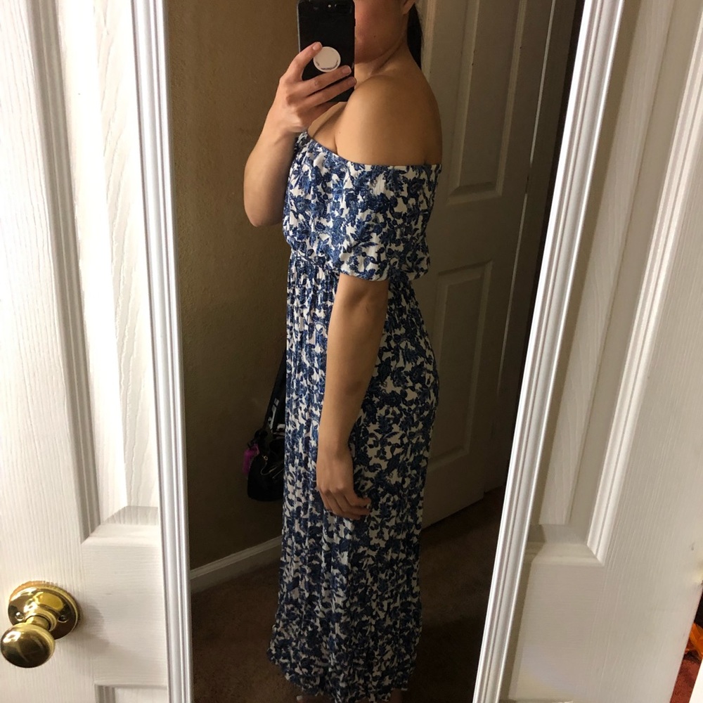 Paisley off the shoulder maxi dress